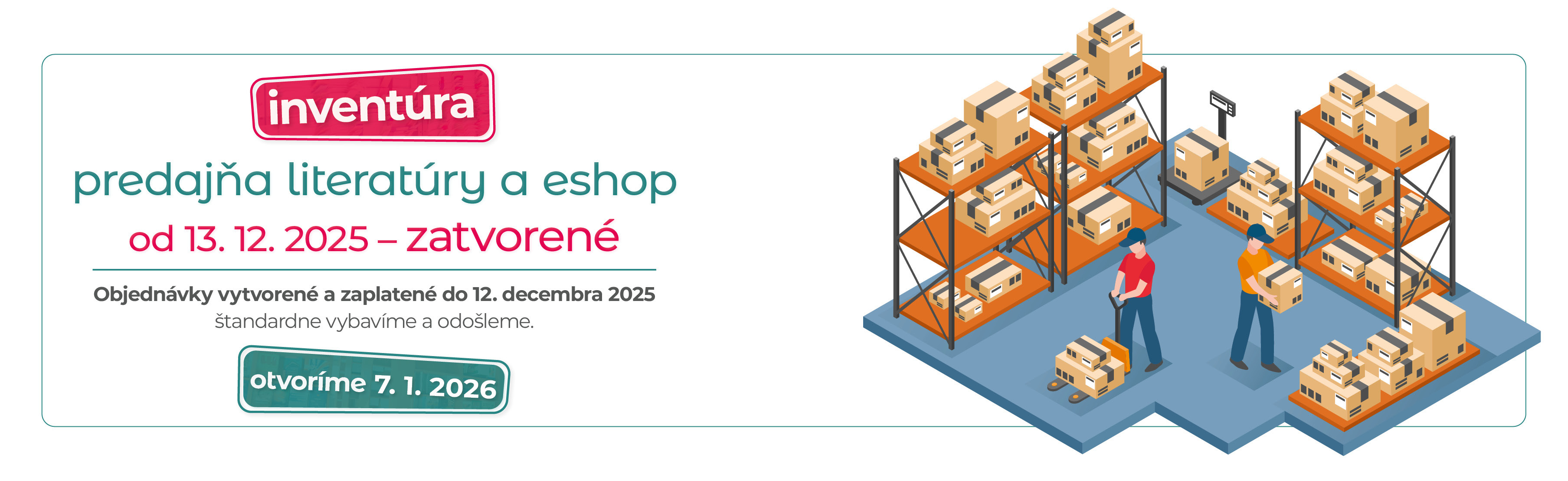 inventúra - predajňa literatúry zatvorená